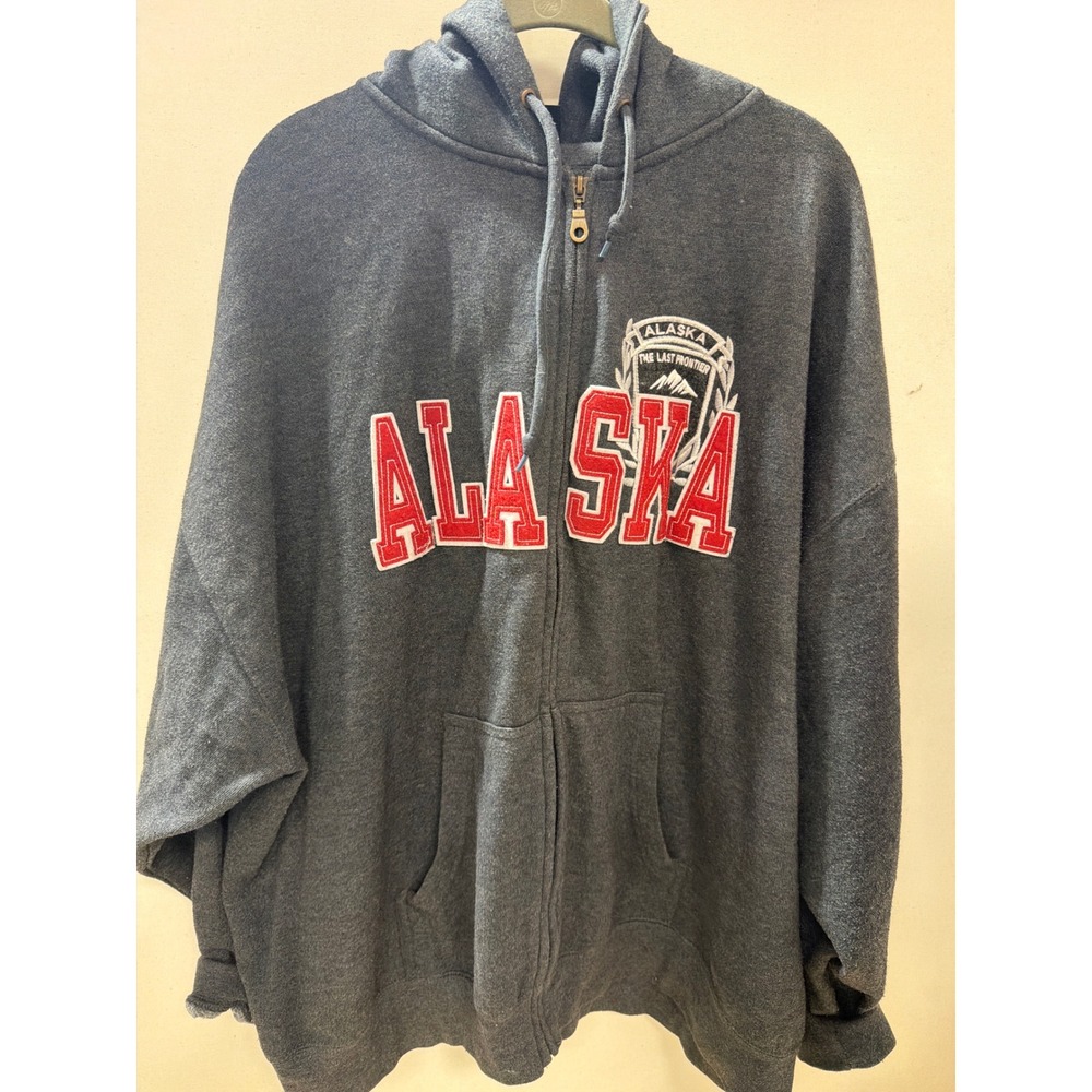 Prairie Mountain Alaska The Last Frontier Zip Hoodie Charcoal Gray Mens 3XL